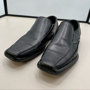 Steve Madden Shoes Size 8.5 Black Leather M-Trace Casual Loafers Square Slip On